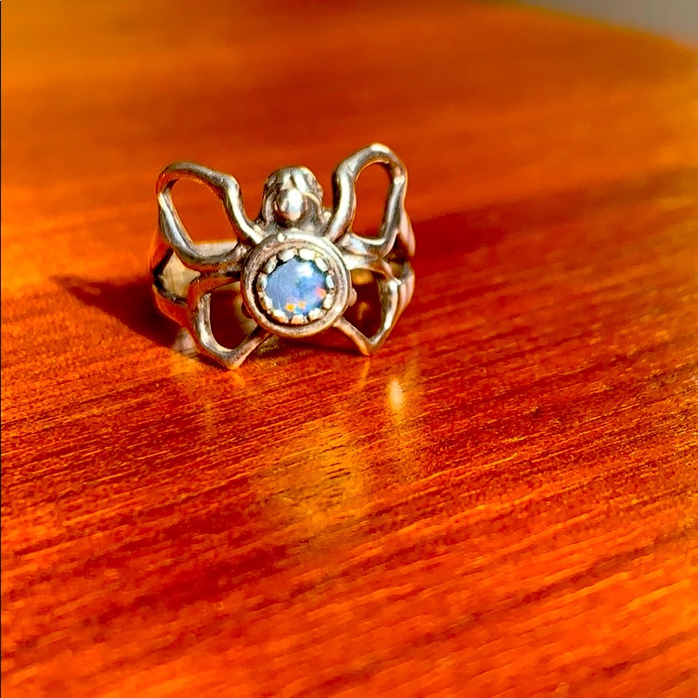 Genuine sterling silver fairy ring with opal
